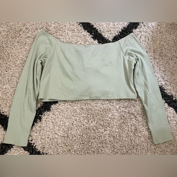NWT H&M Divided Ruched Off-the-Shoulder Crop Top in Mint Green - XL‎ - Picture 6 of 11